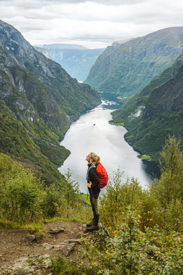 Woman posing on a hike