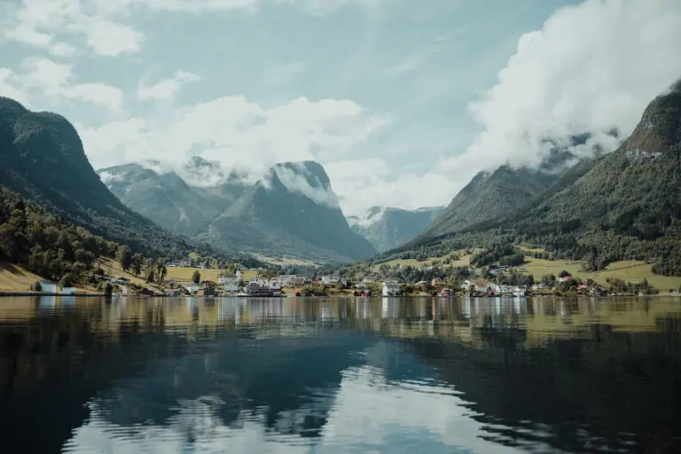 View of Fresvik, Norway from the water