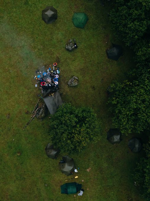 Drone shot of camping spot